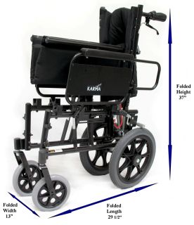 Karman KM 5000F TP Recliner Transport Wheel Chair 20x18