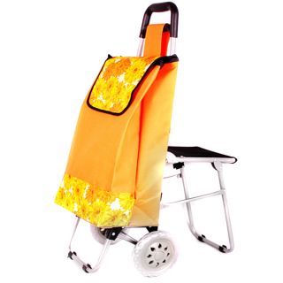 Shopping Cart / Trolley With Folding Seat   Yellow  Affordable Gift