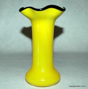 Art Deco Yellow Black Czech Bohemian Art Glass Tango Vase 1190E