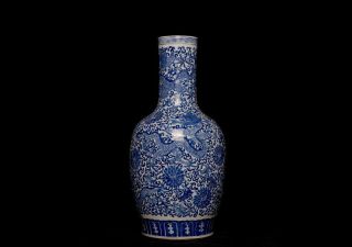 Large Chinese Antique 18th C Porcelain Blue and White Bottle Vase
