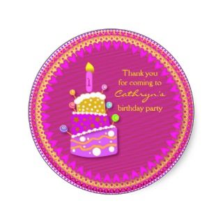 kids Birthday Thank You Stickers Birthday Cake