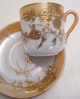 detailed cup & saucer view of TEA FOR 2   LUSTERWARE GOLDEN BOUGH TEA