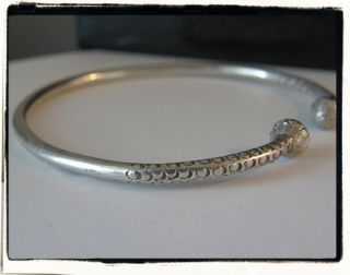 Vintage Solid Sterling Silver 925 Acorn Bangle Cuff Bracelet
