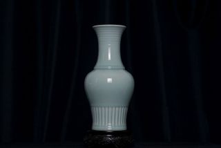 Large Antique Chinese 18th C Green Glaze Monochrome Vase Signed SYR5