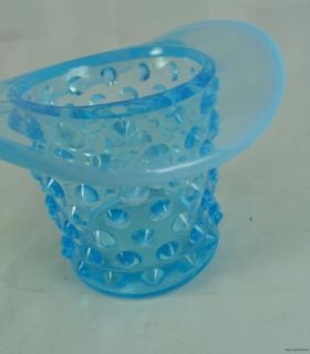 Opalescent Rim Mini Top Hat Glass Toothpick Holder Vase 389