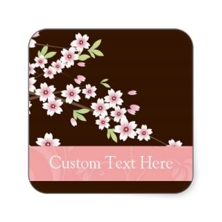 Personalized Pink/Brown Dogwood Blossom Square Sticker