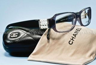 Authentic Chanel Eyeglass Frame 3166H Crystal Black Perle Collection
