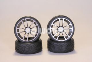 RC 1 10 Car Tires Gun Metal Wheels Rims Package Kyosho Tamiya HPI