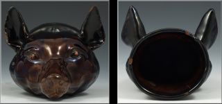 Fine 18th C English Pottery Figural Fox Head Stirrup Cup