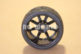 RC 1 10 Car Tires Wheels Rims Package Tamiya HPI Black 8 Star Semi