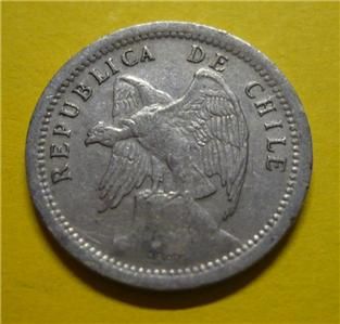 1940 Republica de Chile 20 Centavos Twenty Cents World Coin Circulated
