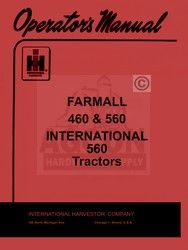 Farmall International 460 560 Gas Operator Manual