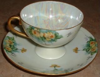 Antique Prussia Royal Rudolstadt Iridescent Lusterware Cup & Saucer