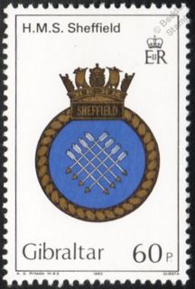 Royal Navy Ship Crest HMS SHEFFIELD Stamp (Gibraltar)