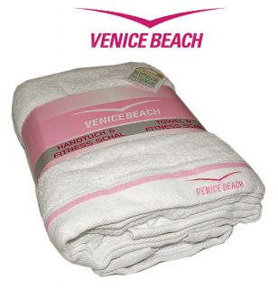 Venice Beach Sauna Handtuch + Fitness Schal Weiß Rosa
