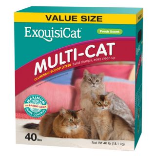 ExquisiCat MultiCat Fresh Scent Clumping Cat Litter with Baking Soda   Sale   Cat