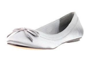 Ballerina Schuh Schleife glänzend Flach Silber Designer Damenschuh