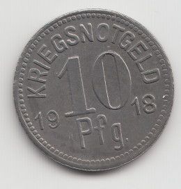 WWI Notgeld coin token Germany   Apolda iron 10 Pfennig 1918   L18.7