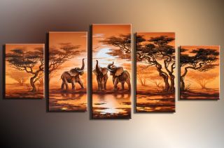 Elefanten M2 5 Bilder ca.150x70 KOMPLETT Handgemalt