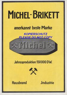 MICHEL Brikett Feuerung Kohle Koks Industrie Bergbau Fabrik Werk 1919