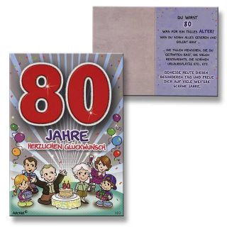 Archie Geburtstagskarte zum 80. Geburtstag Junge Mädchen blau