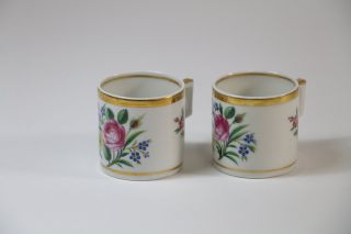 Paar Biedermeier Tassen Dekor handbemalt & vergoldet ~1830/50