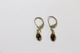 Schmuck Paar Ohrhänger 8 K/ 333er Gold jeweils mit Granat ~1960/70