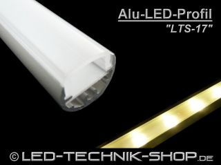 Alu LED Profil LTS 17 rund eloxiert 1m mit Abdeckung für LED Strip