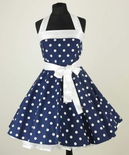 Rockabilly 50er Jahre Tanz Kleid Petticoat Gr.36 42 dunkel blau weiß