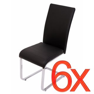 6x Esszimmerstuhl Schwingstuhl Freischwinger Stuhl Kunstleder, schwarz
