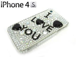 iPhone 4S 4 4G LUXUS Bling STRASS Case Hülle Tasche Cover  I LOVE U