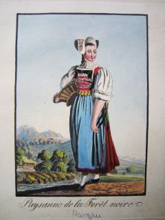 Bäuerin aus dem Schwarzwald Aargau Trachten Schweiz Aquatinta 1790