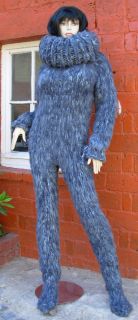 SUPER KID Mohair Langhaar Catsuit Overall Sweater XL XXL Fetisch blau