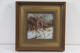 Winterlandschaft mit Birken Impressionist Ölgemälde 20.Jhd