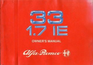 1989 ALFA ROMEO 33 1.7 IE OWNERS MANUAL HANDBUCH