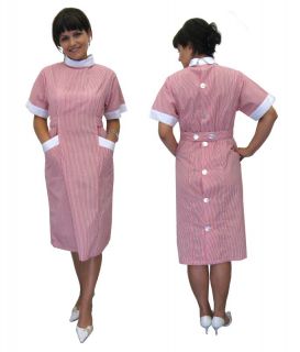 Kittel Kleid Schürze hinten geknöpft Nylon Baumwolle 40