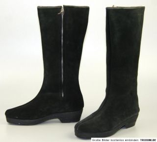 Stiefel Boots schwarz Leder Wildleder 37 ungetragen Vintage 70er Jahre