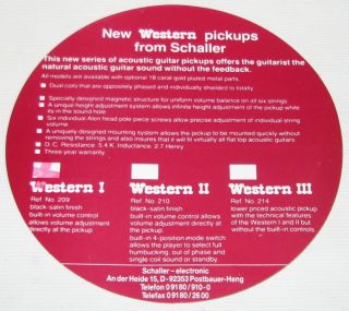 ORIGINAL Schaller Pick Up Western I für Akustik Gitarren   mit OVP