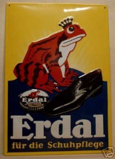 Erdal Frosch König Blech Schild 35x50cm Schuhpflege Reklame Werbung