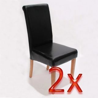 2x Esszimmerstuhl Stuhl Novara II, Leder; schwarz, creme, weiß, rot