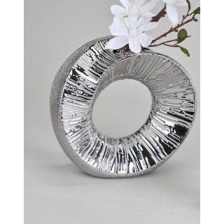 Deko Vase, 23 cm, metallic/silber: Küche & Haushalt