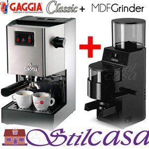 Gaggia Classic RI9303/01 Coffee Machine SILVER + MDF GRINDER BLACK