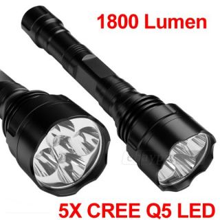 1800LM CREE Q5 5 LED Taschenlampe Flashlight wasserdicht 5 Modi Zoom
