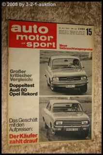 AMS 15/67 Doppeltest Audi 80   Opel Rekord 1700 L