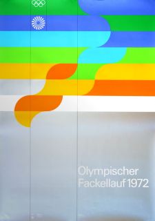 Olympische Spiele 1972 A0 Motiv Fackellauf Otl Aicher
