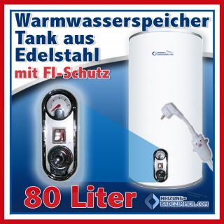Wasserboiler Boiler Edelstahl 80 Liter m. FI Schutzschalter