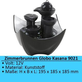Zimmerbrunnen Bürobrunnen Globo Kasana Schwarz/Silber