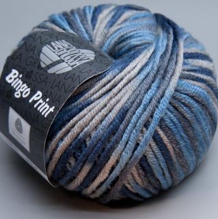 Lana Grossa Bingo Print 326 blau grau 50g Wolle