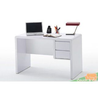 praktischer Schreibtisch Paolo, Material MDF, Farbe Hochglanz weiss