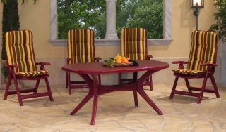 Gartengarnitur Set Rot Gartentisch 150 cm + 4x Gartenstühle inkl